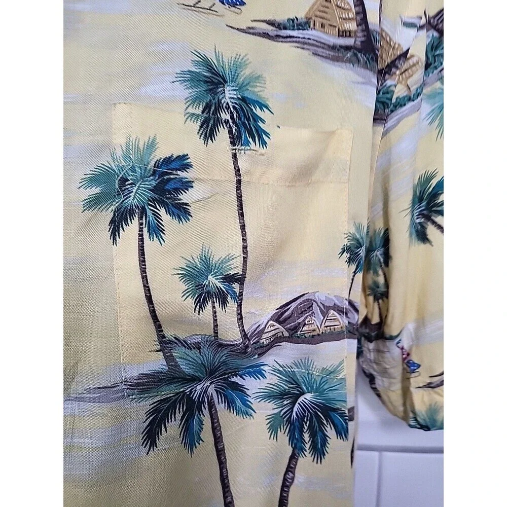 Campia Moda Mens Sz Med Shirt Button Up Hawaiian Resort Vacay Island Palm Trees - Picture 4 of 7